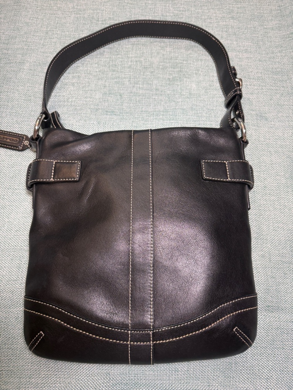 Vintage Coach SoHo 1453 Black Leather Shoulder Bag with Silver Buckle Accents - Picture 6 of 10